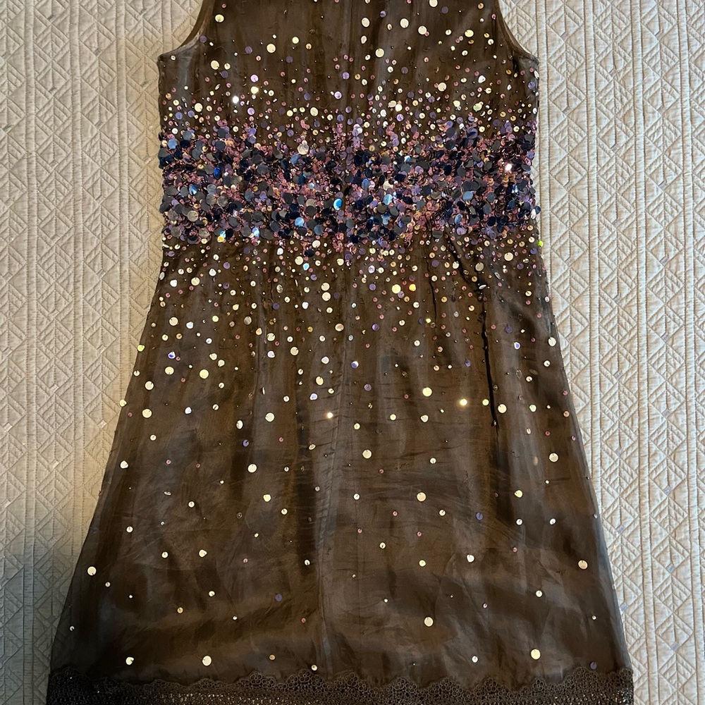 Elie Tahari Black Sequin-Embellished Cocktail Dress